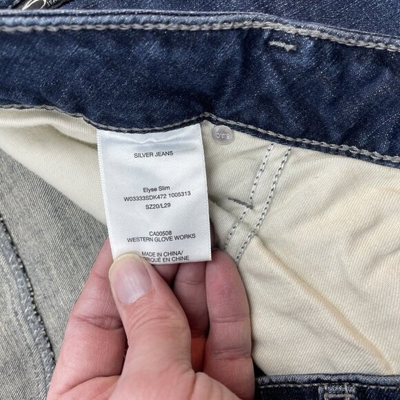 NWT Silver Jeans Elyse Slim Size 20 Inseam:29 (28) Indigo Blue - Picture 10 of 16